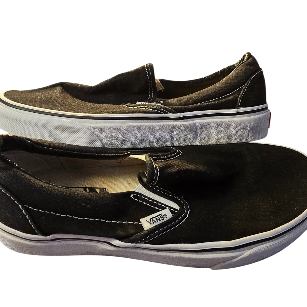 Vans Black and White Slip-On Loafers